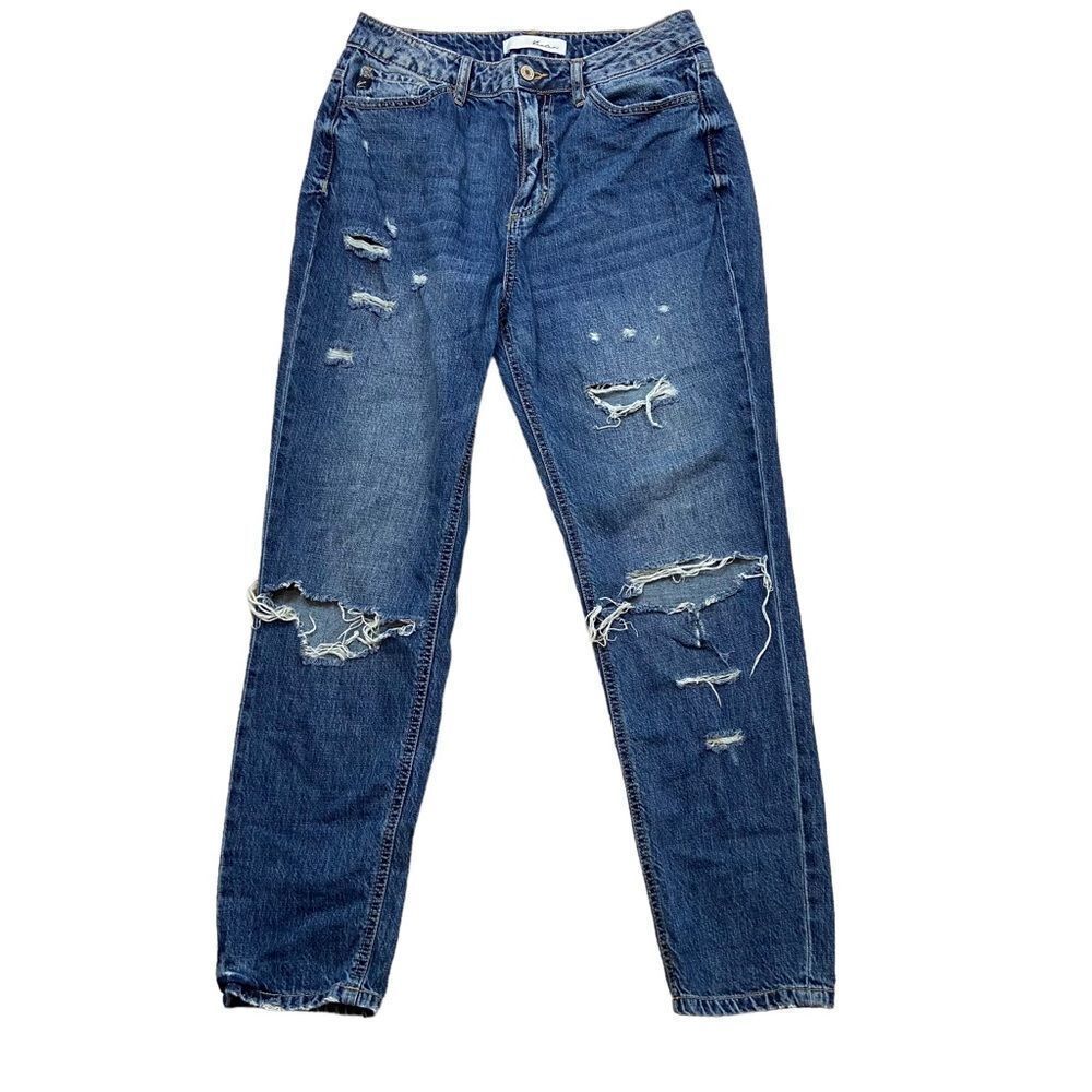KanCan Ladies Distressed High Rise Boyfriend Jeans Size 7/27‎